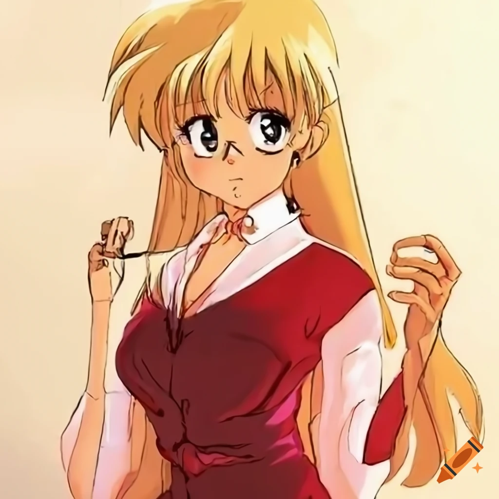 retro anime style drawing of a secretary