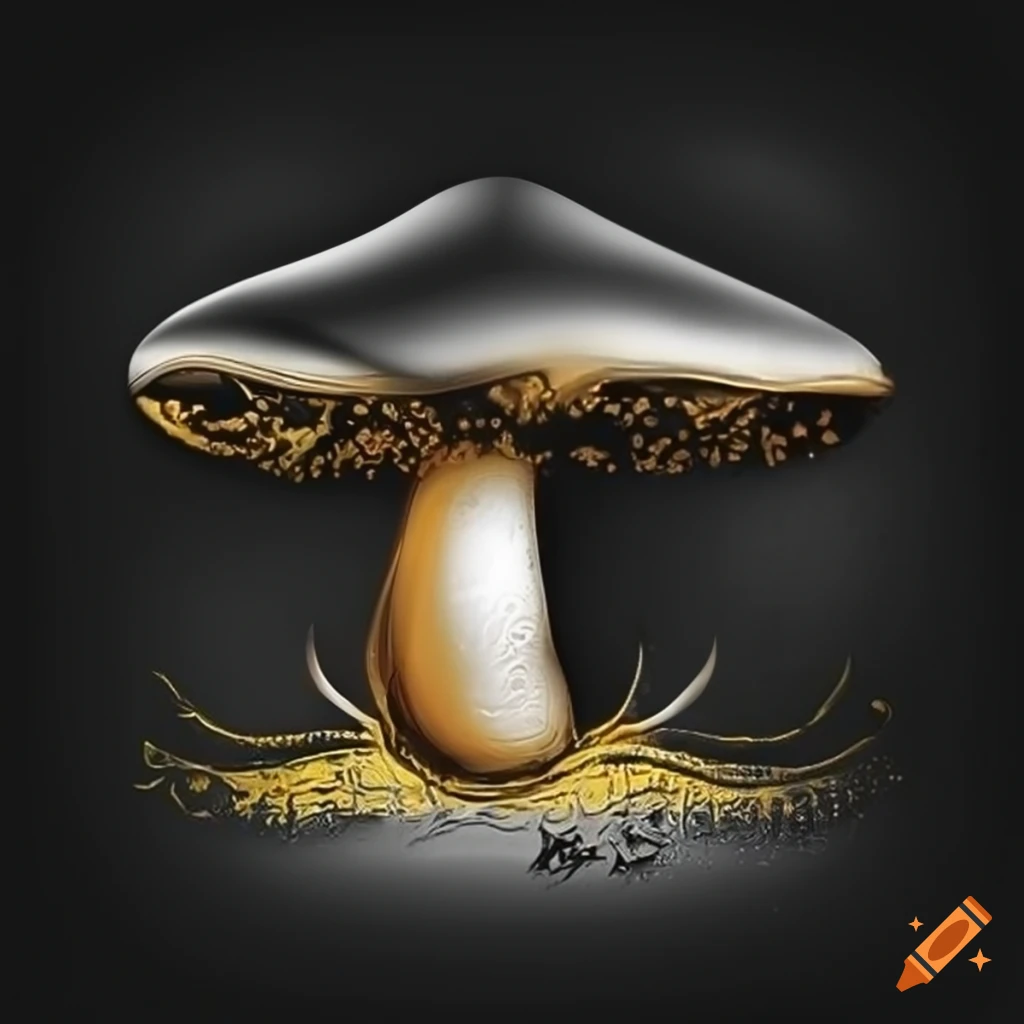 elegant golden mushroom logo with zen vibe