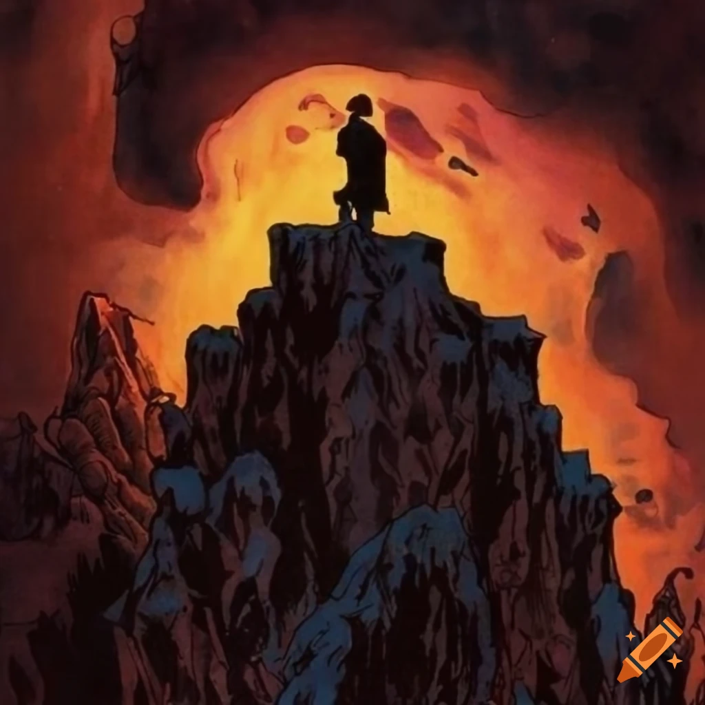 mountain valley from a noir graphic novel