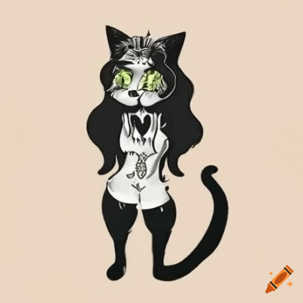 Anthro furry cat with flower-themed design on Craiyon