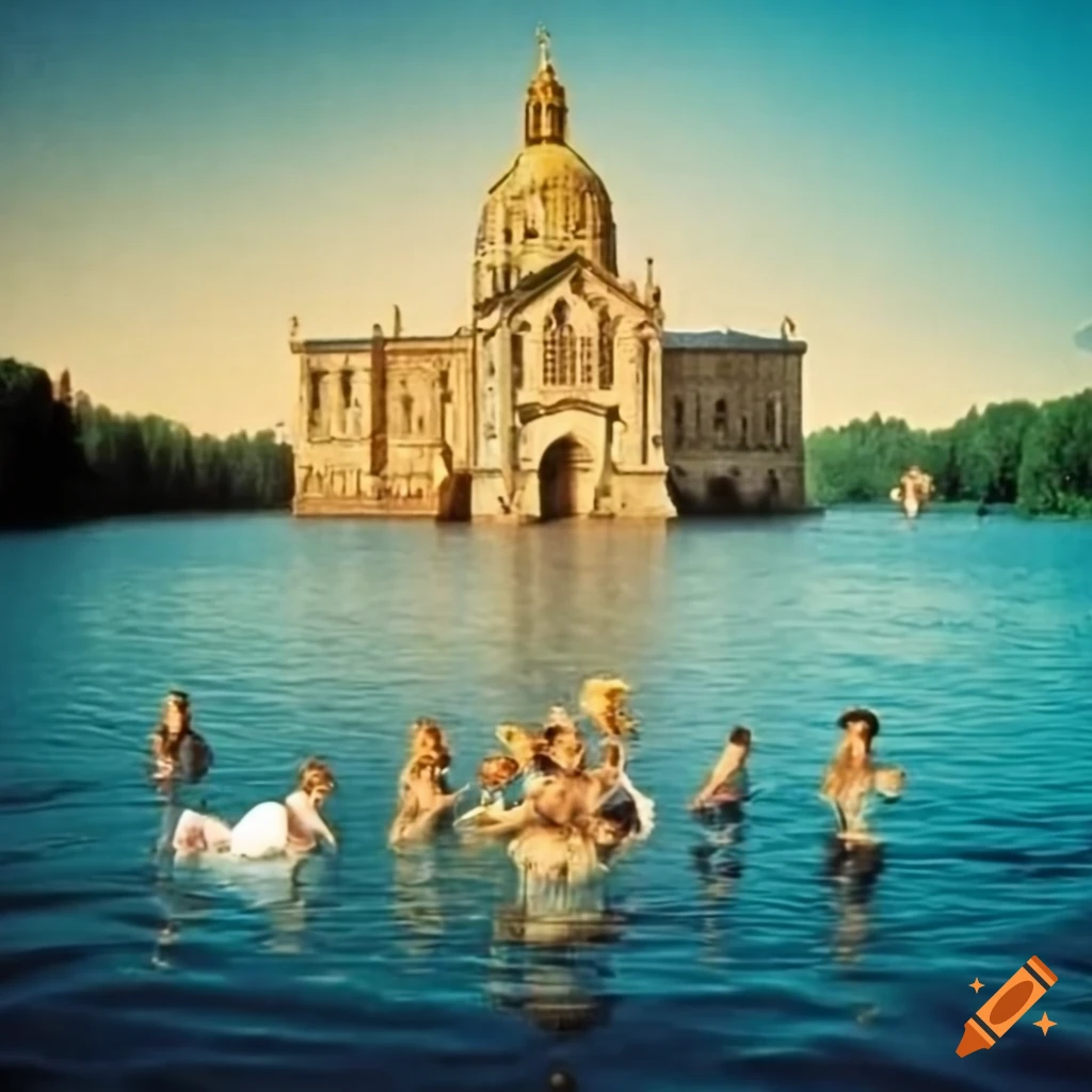 scanned magazine cover of a 70s baptism scene