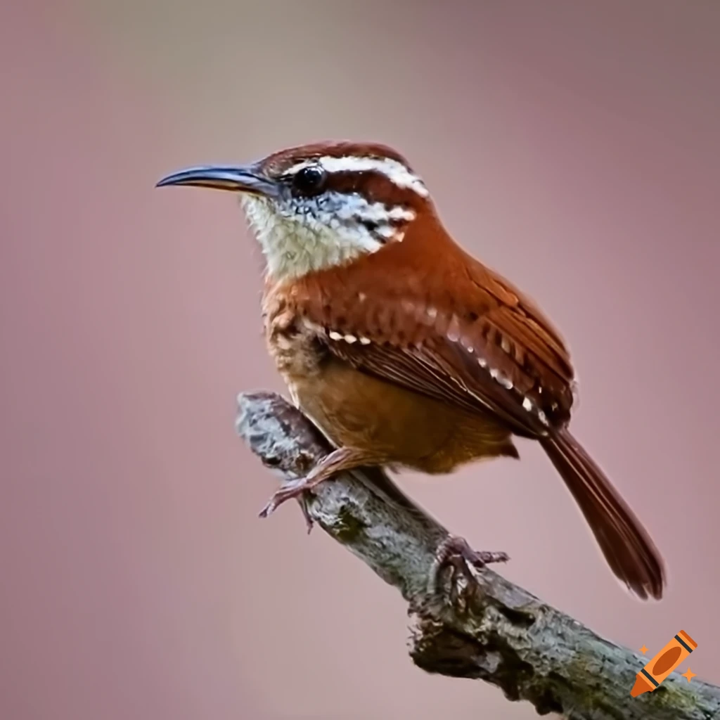 Carolina wren perched on a branch on Craiyon