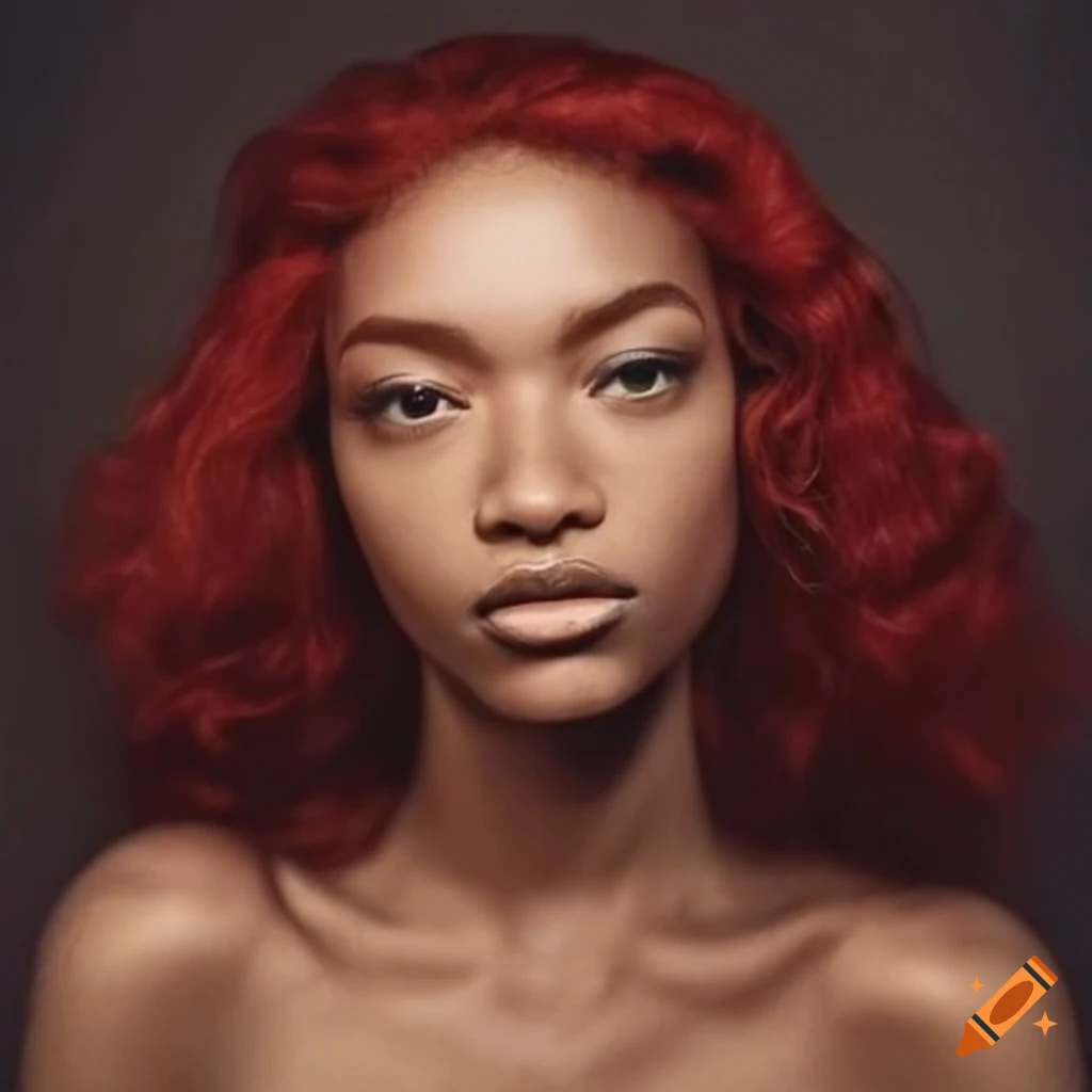 Artwork Of A Brown Skinned Alien Woman With Curly Maroon Hair 