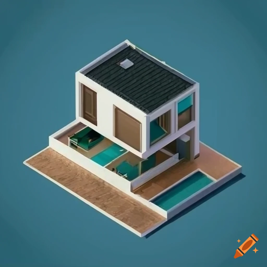 isometric view of a modern house