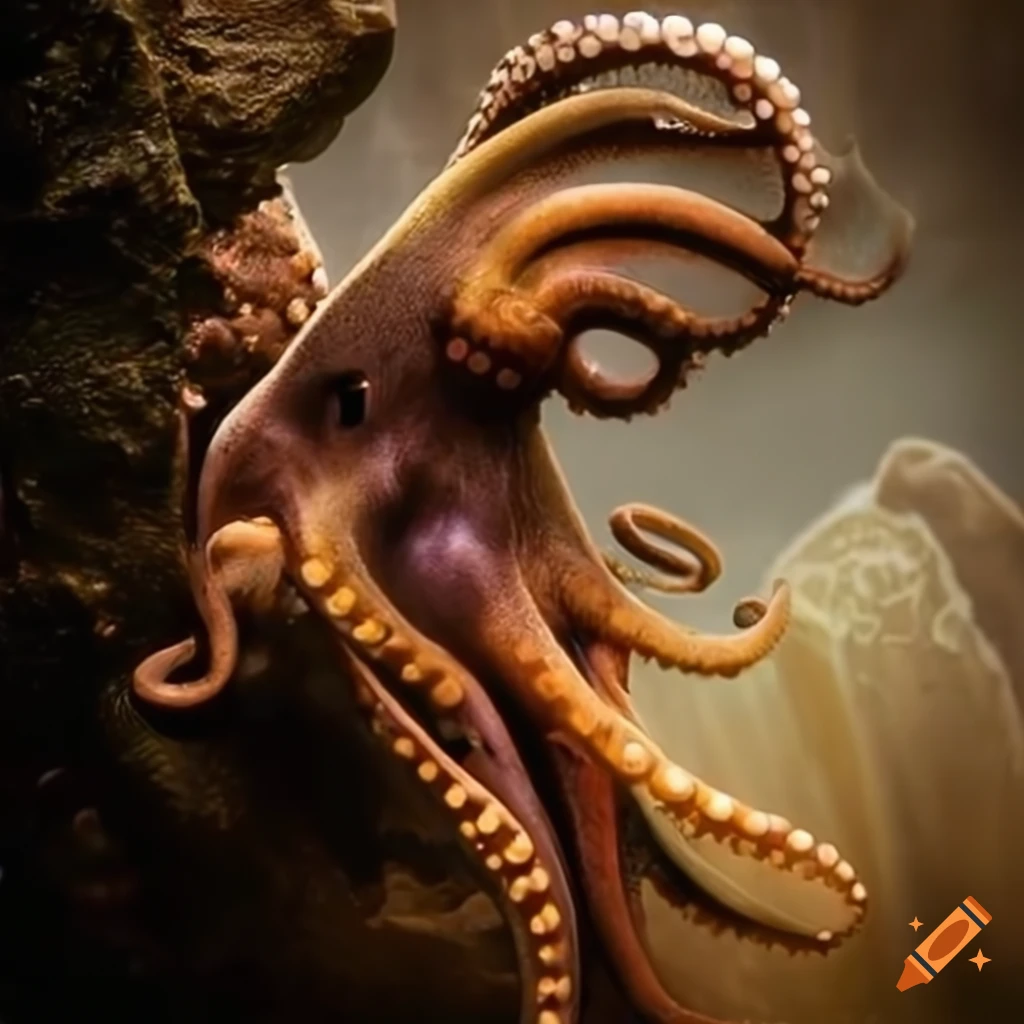 image of a lion seal with an octopus