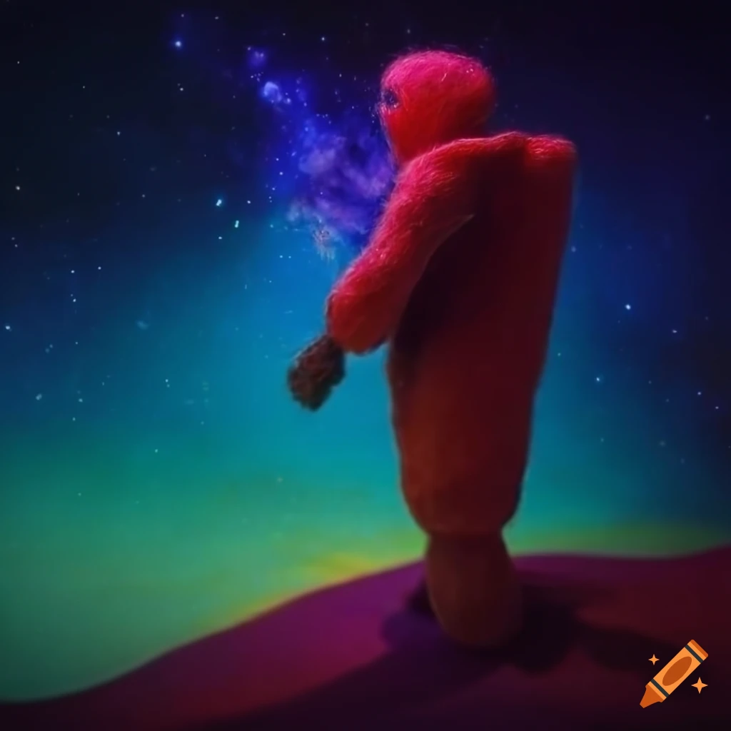 Cosmic needle felt artwork in vibrant colors on Craiyon