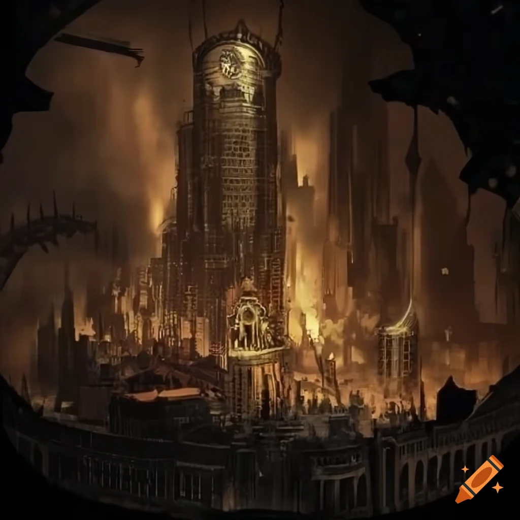 Steampunk cityscape on Craiyon