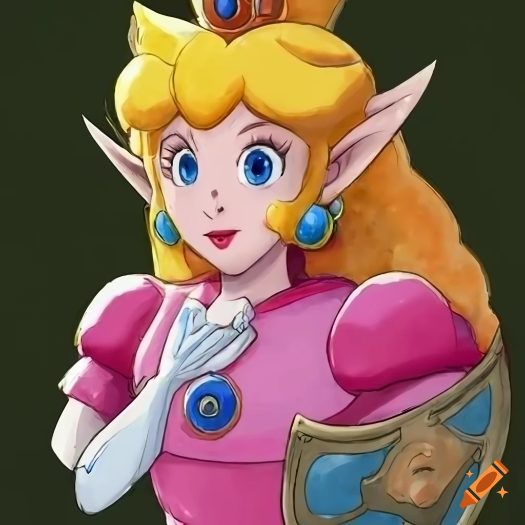 Cosplay of princess peach and link in costume swap on Craiyon