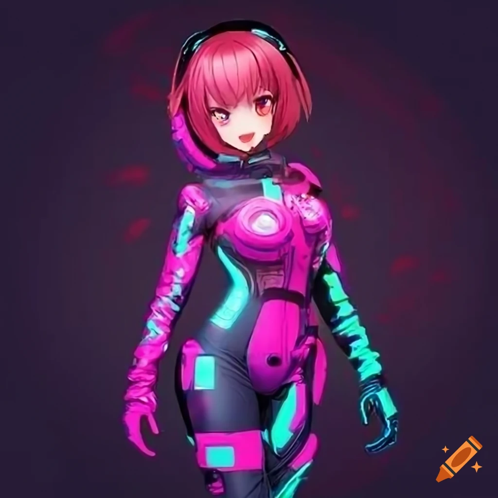 Neon illustration of jupiter with cute girl in astronaut suit on Craiyon