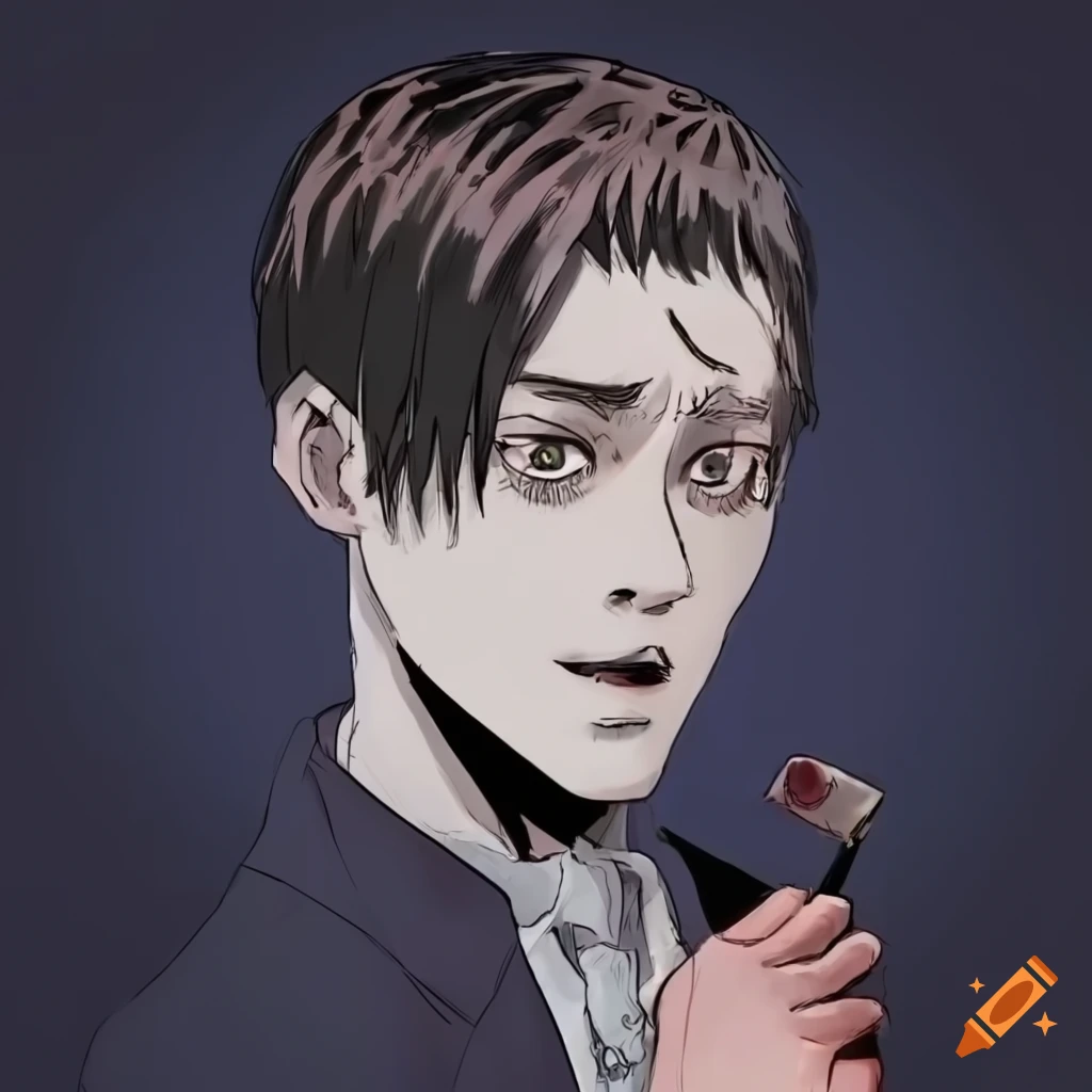 Anime-style depiction of bugsy siegel by junji ito in chainsaw man