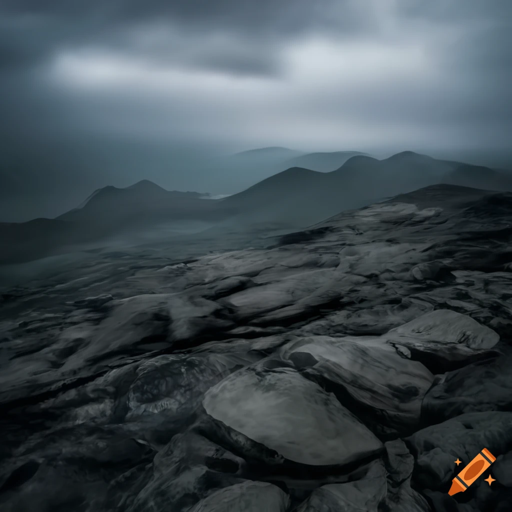 overcast rocky steppe landscape