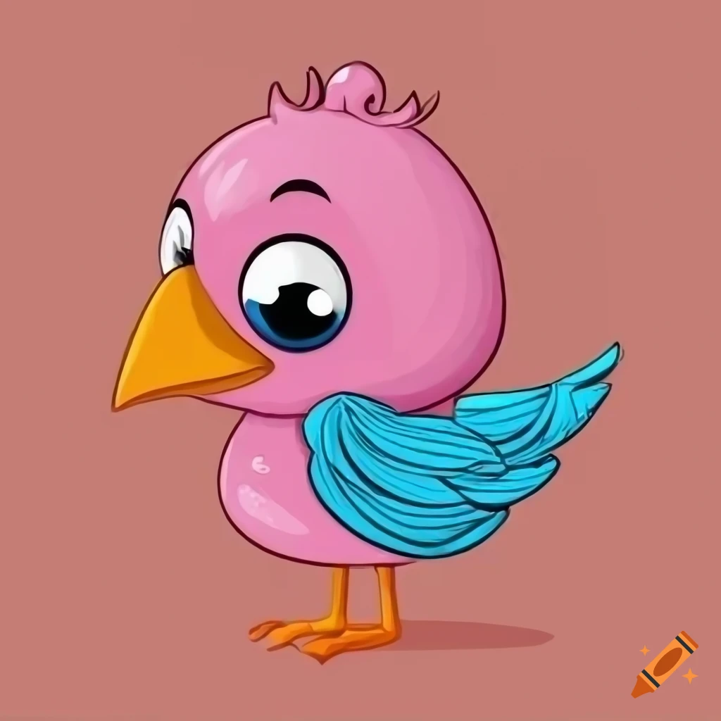 Black And White Cartoon Bird For Coloring Book