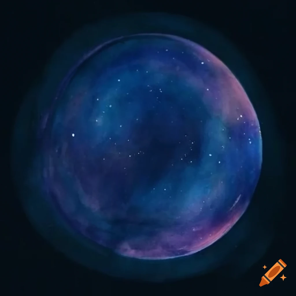 Watercolor painting of a night sky in a circle