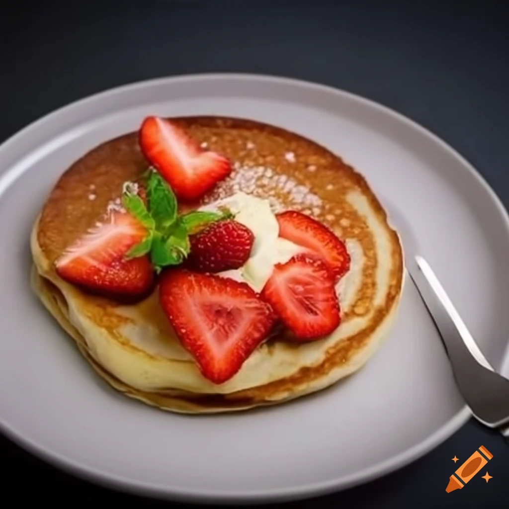 delicious pancake with fresh strawberries