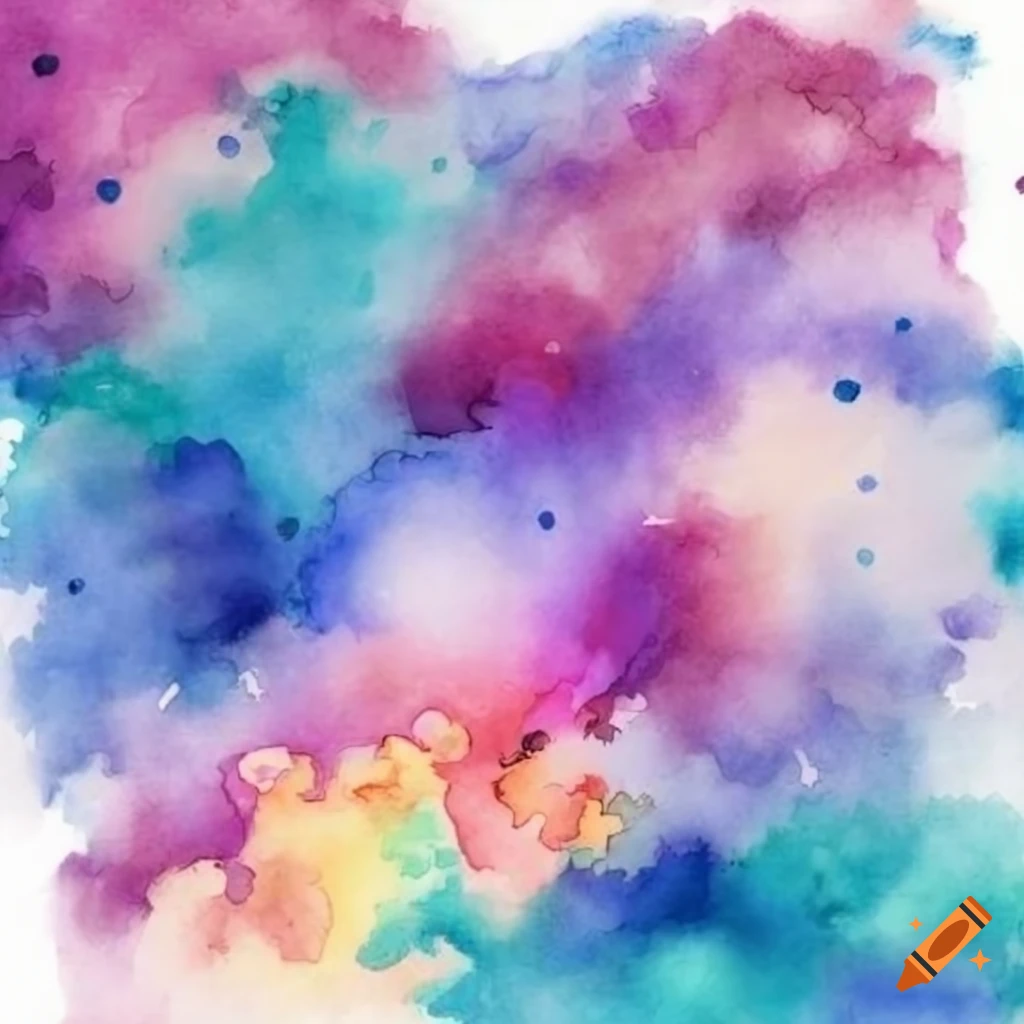 watercolor sky with fluffy clouds and stars