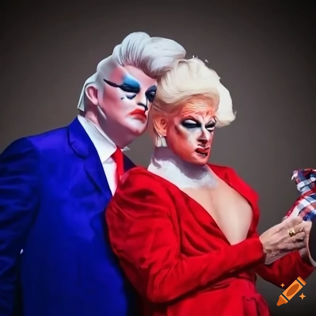 two men in drag holding political sign