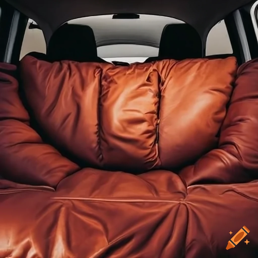 Car with leather bean bag seats on Craiyon