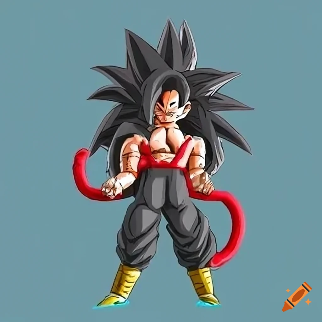 Goku super saiyan 4 cosplay with red monkey pelt and tail