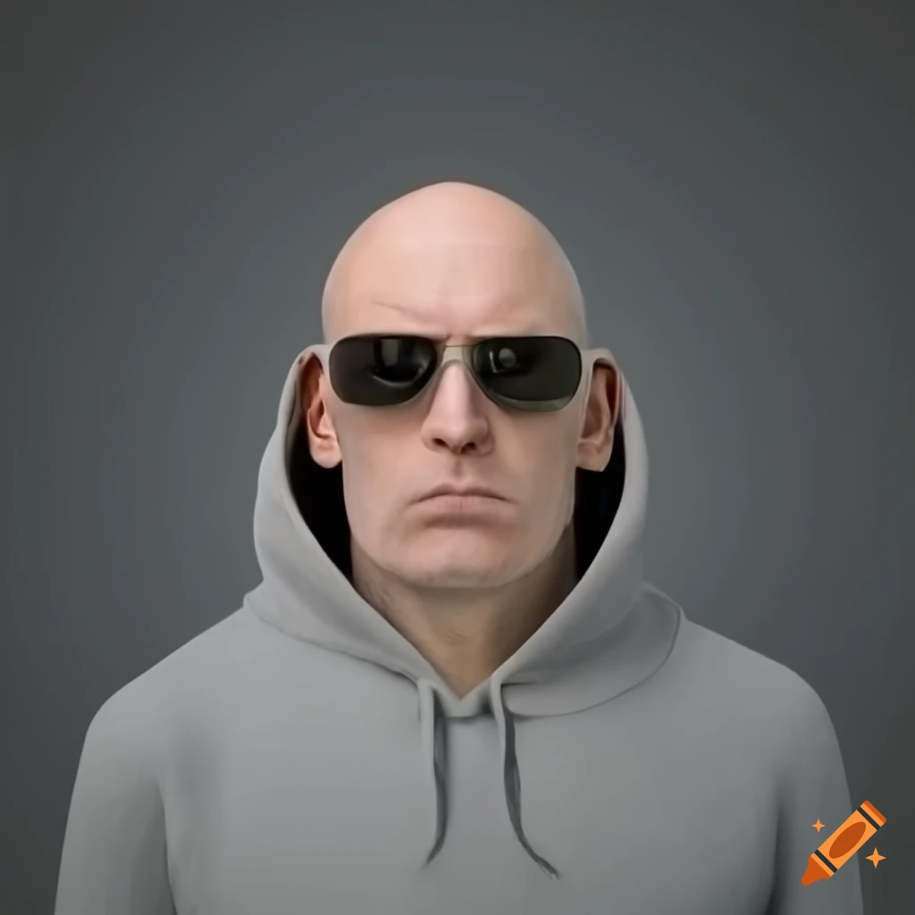 Unhappy man in grey hoodie and sunglasses