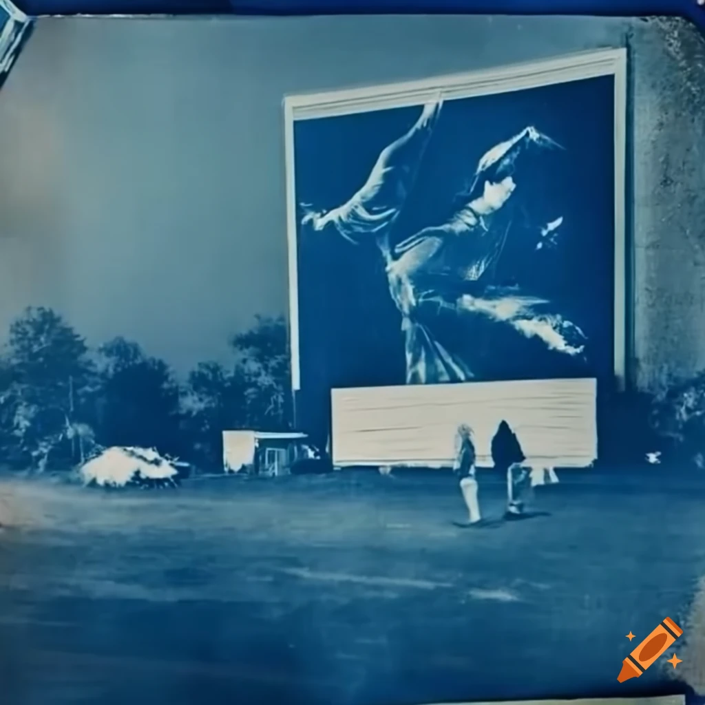 cyanotype-of-a-tornado-approaching-a-drive-in-theater-on-craiyon