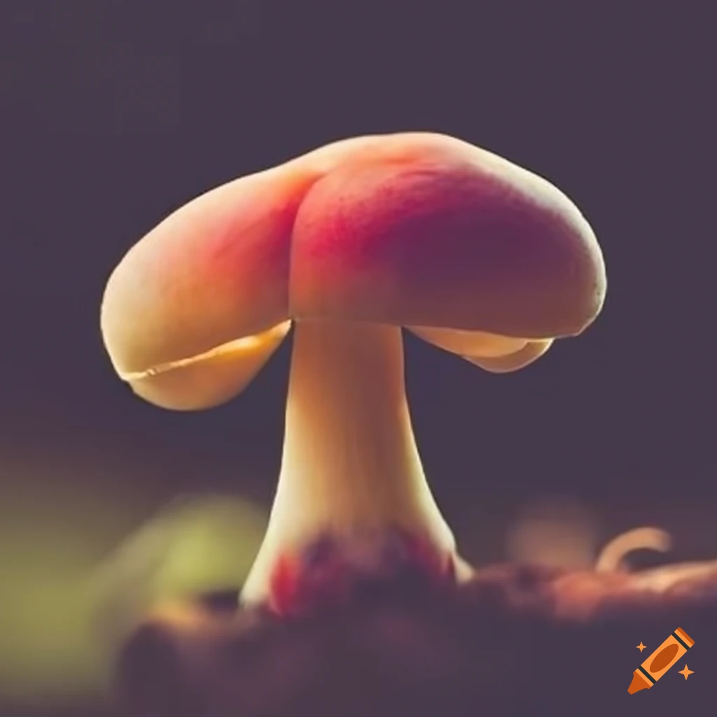 peach mushroom growing in a forest