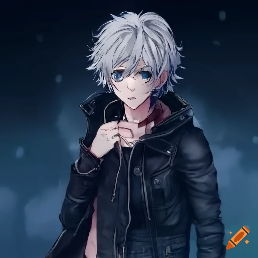 cute and mysterious game character with gray hair