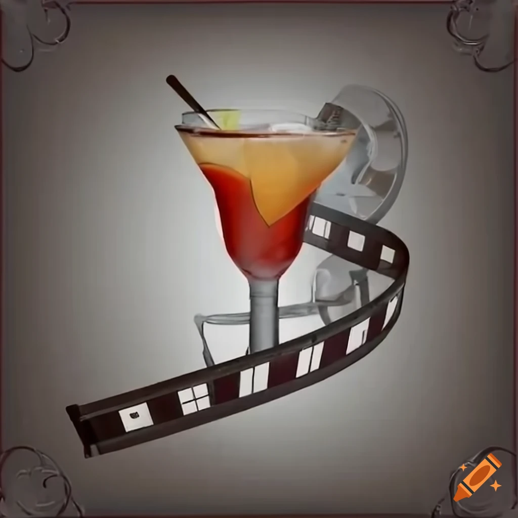 Cocktail on a vintage movie film reel on Craiyon