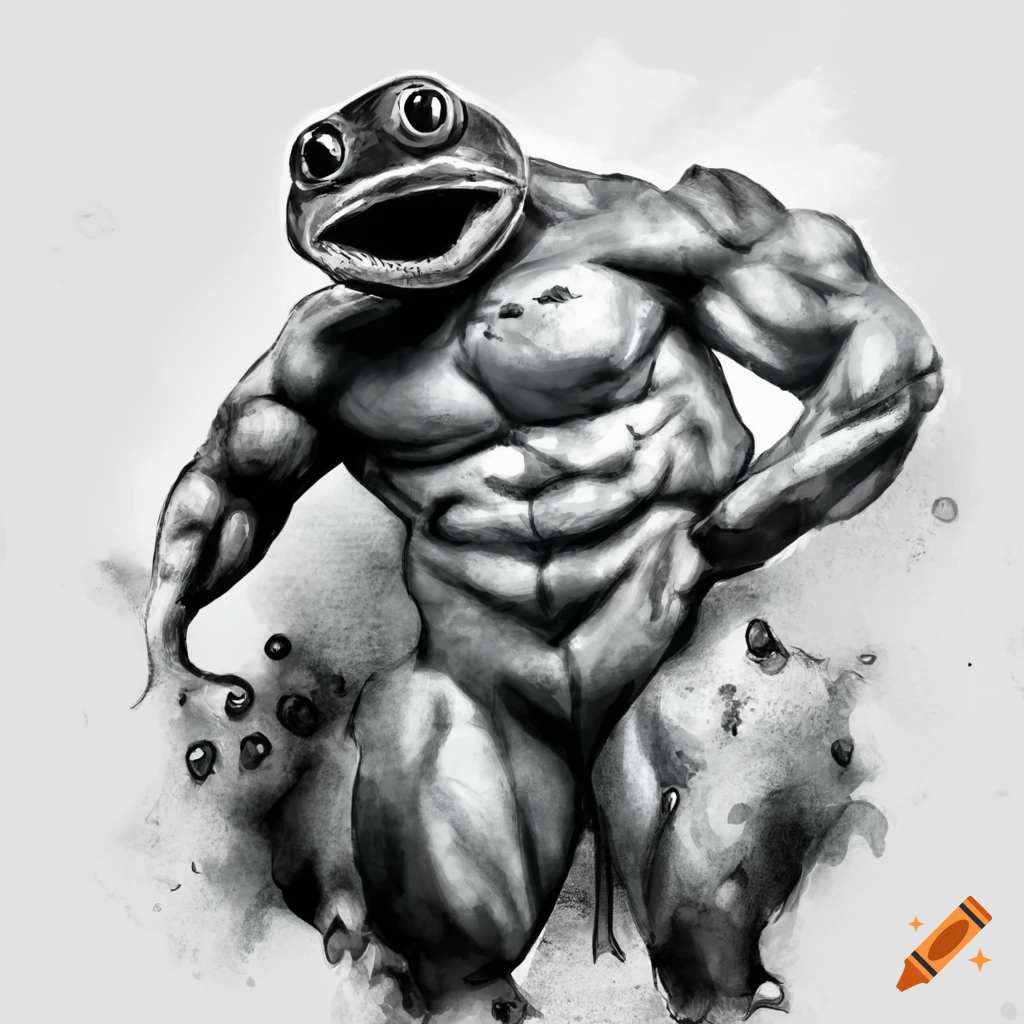 image of a strong and buff frog