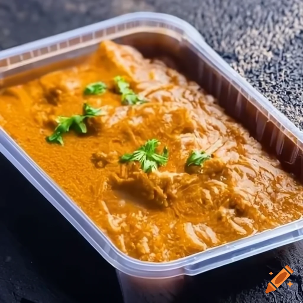 Delicious Butter Chicken And Rice In A Takeaway Container On Craiyon