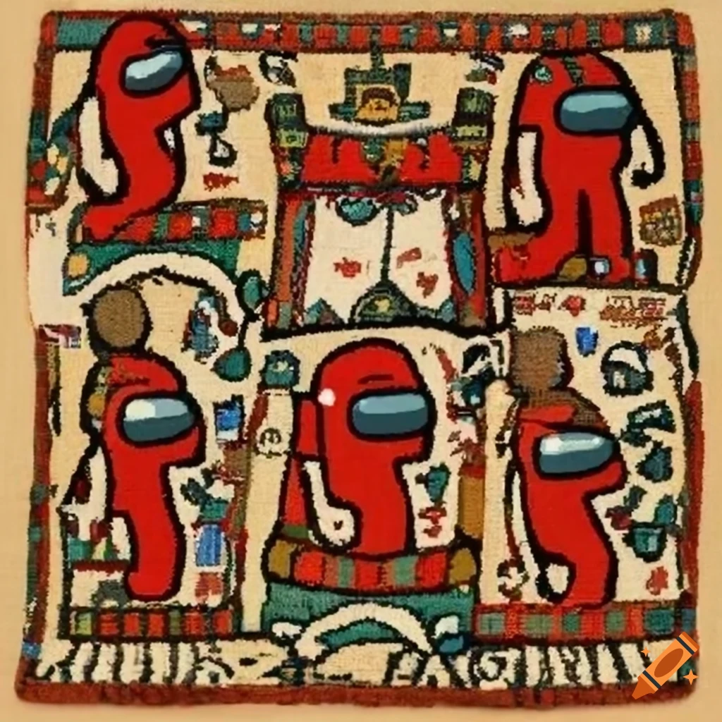 depiction of 'Among Us' game in Bayeux Tapestry style