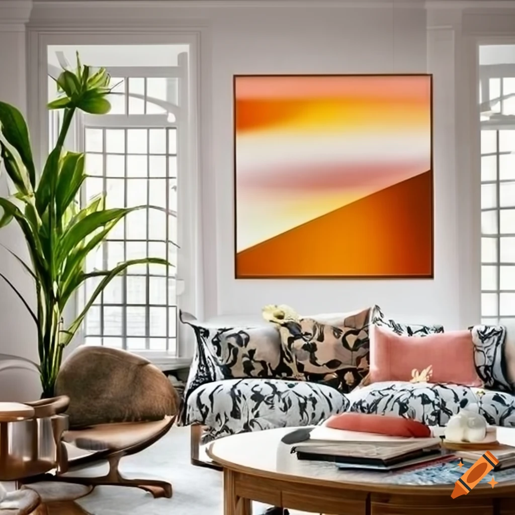 Luxury art deco living room with vibrant colors