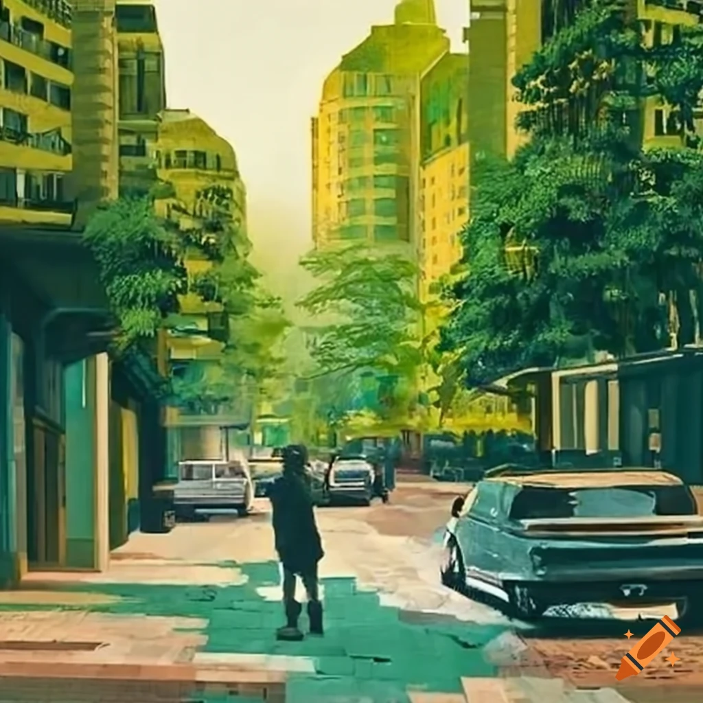 sustainable and green street in socialist realism style