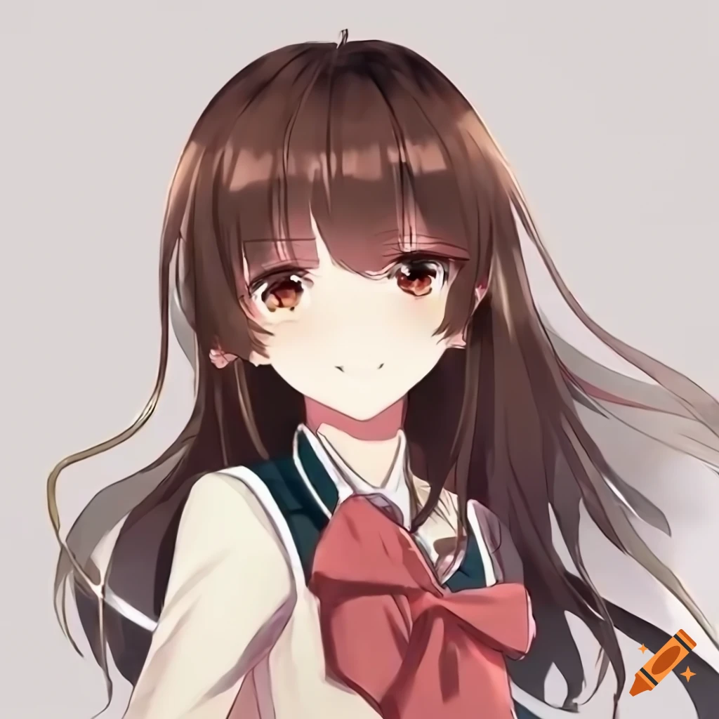 anime girl with brown hair and school uniform