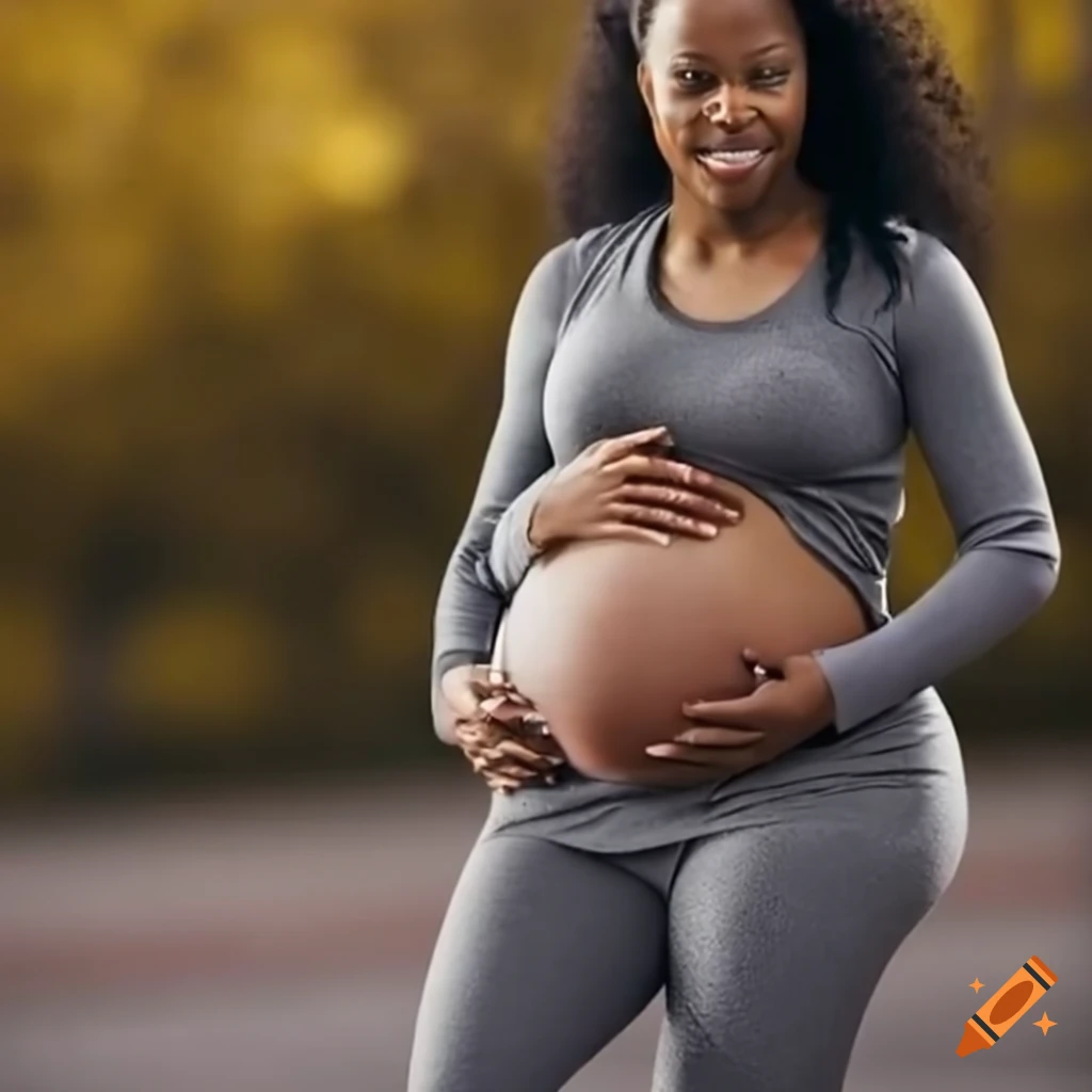 Pregnant african american woman wearing leggings on Craiyon