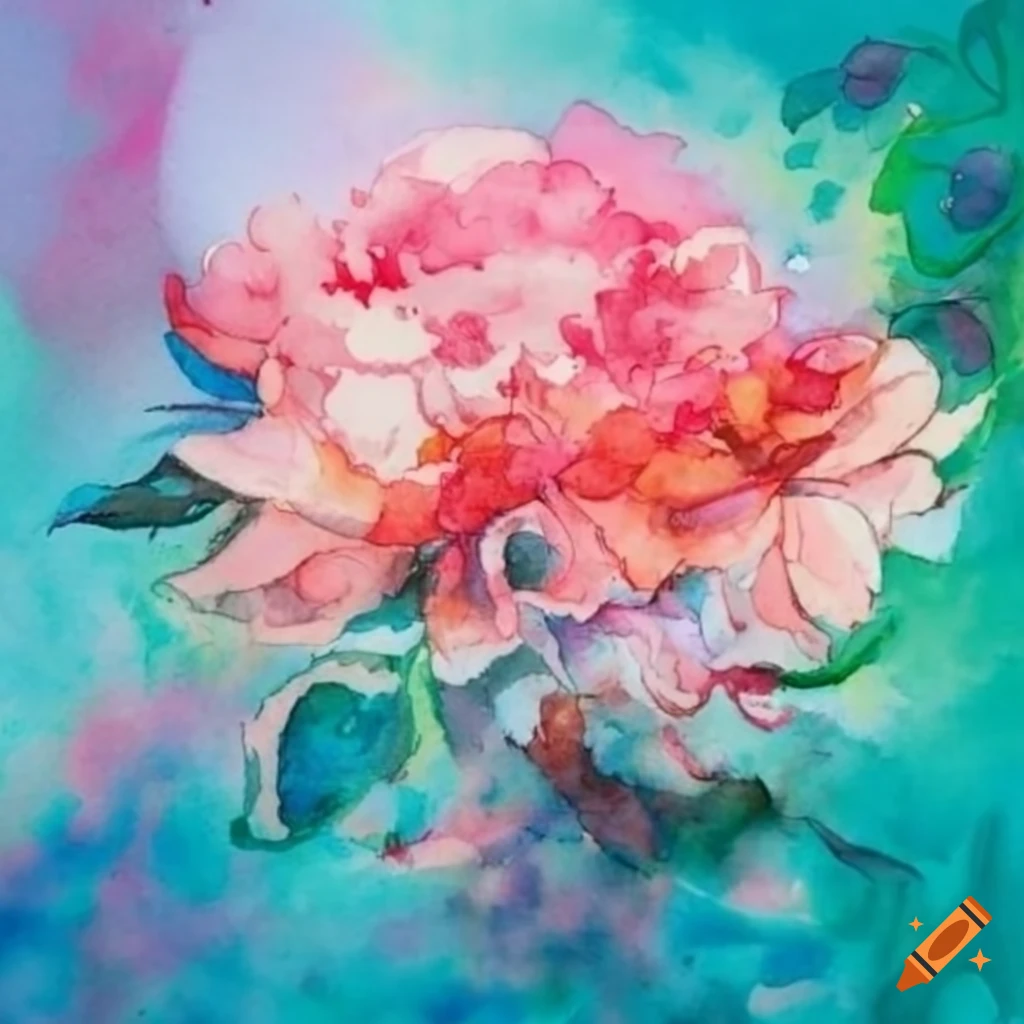 Watercolor floral painting on craiyon