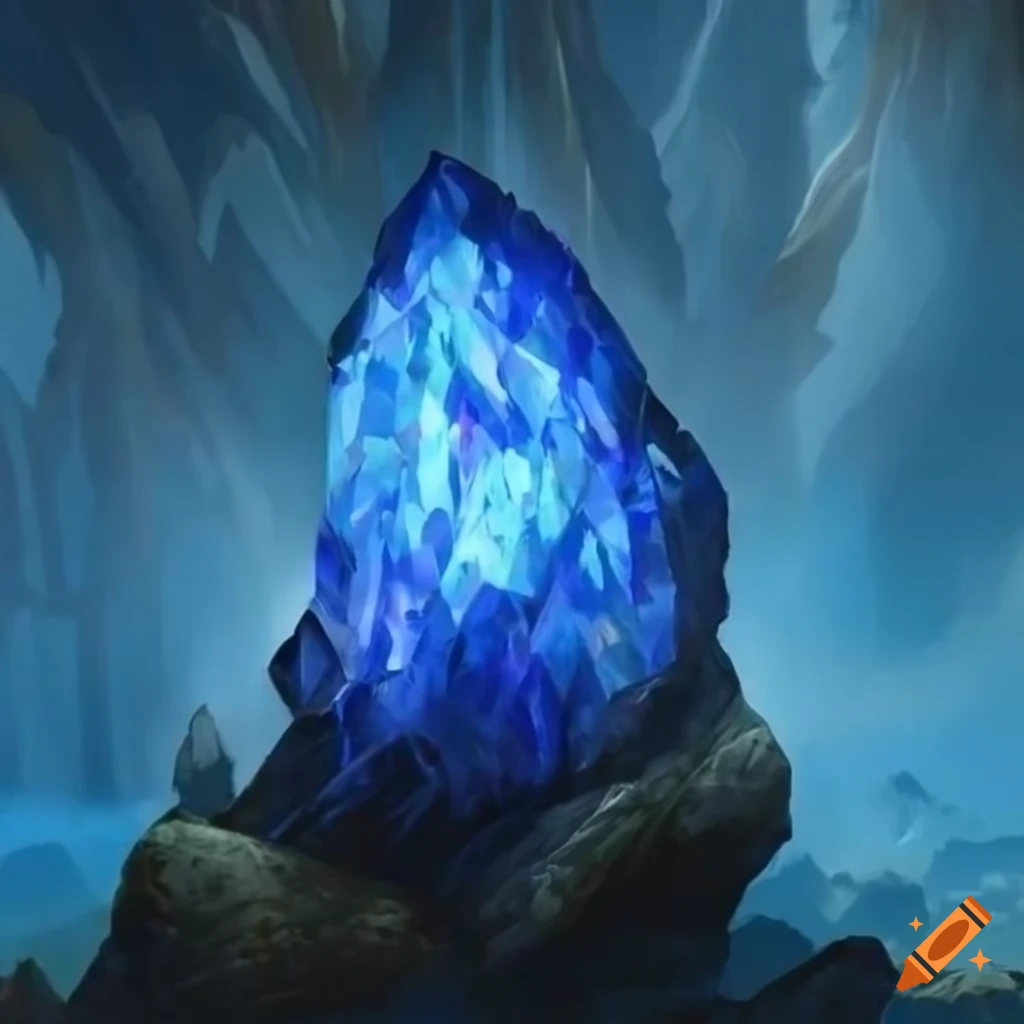 Epic blue sapphire crystal gemstone on a rock