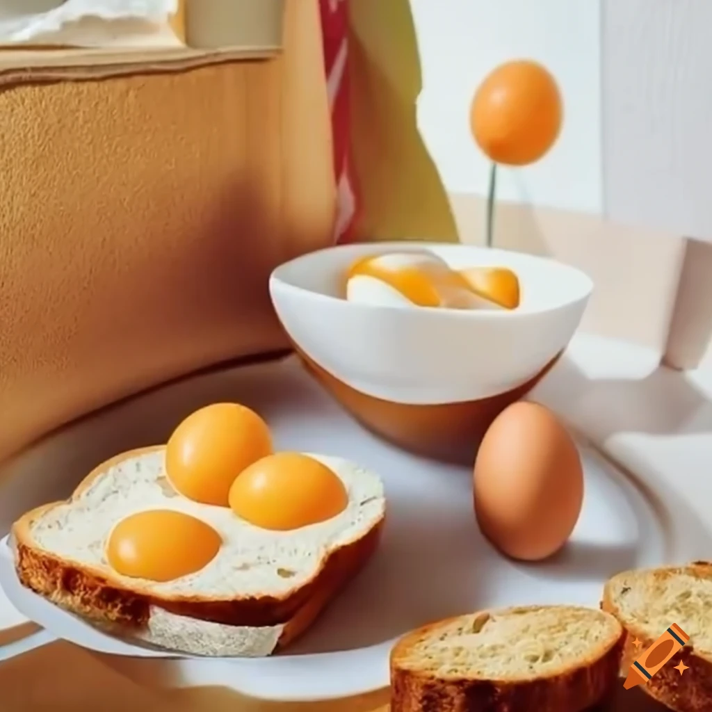 delicious breakfast with eggs and bread