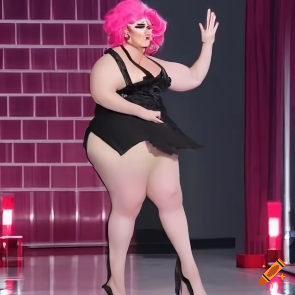 drag queen jumping on Rupaul's Drag Race runway