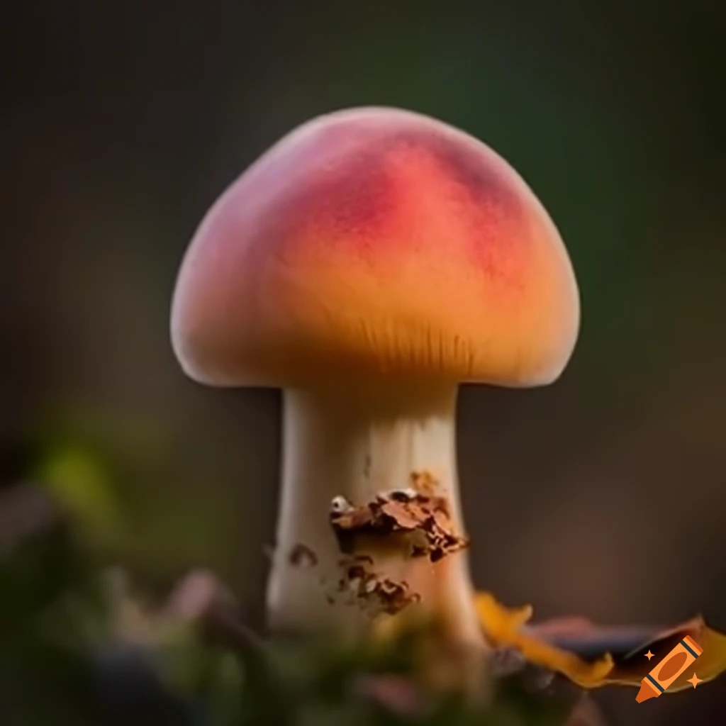 artistic representation of a mushroom made of peach