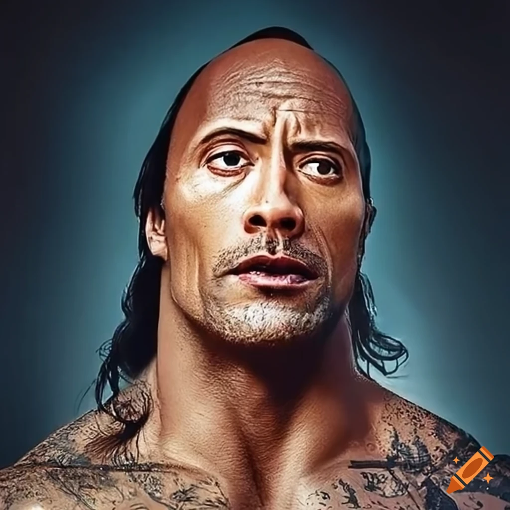 Dwayne Johnson with a mullet hairstyle