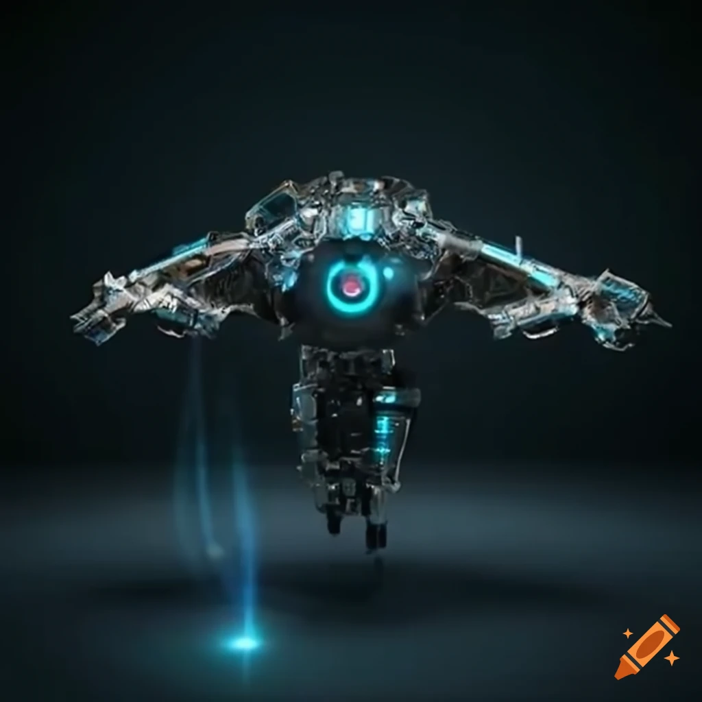 futuristic robot cyclops with sparks flying