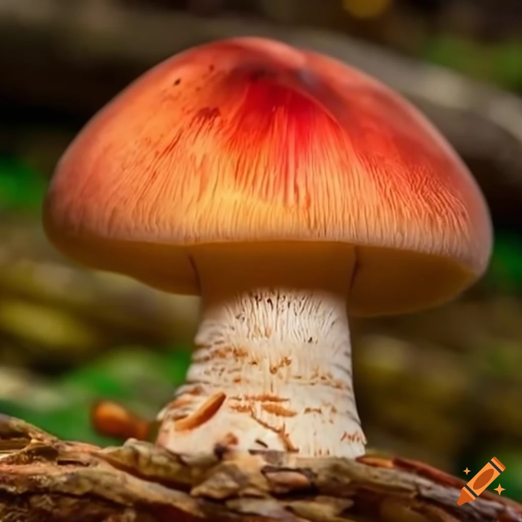 artistic illustration of a peach mushroom