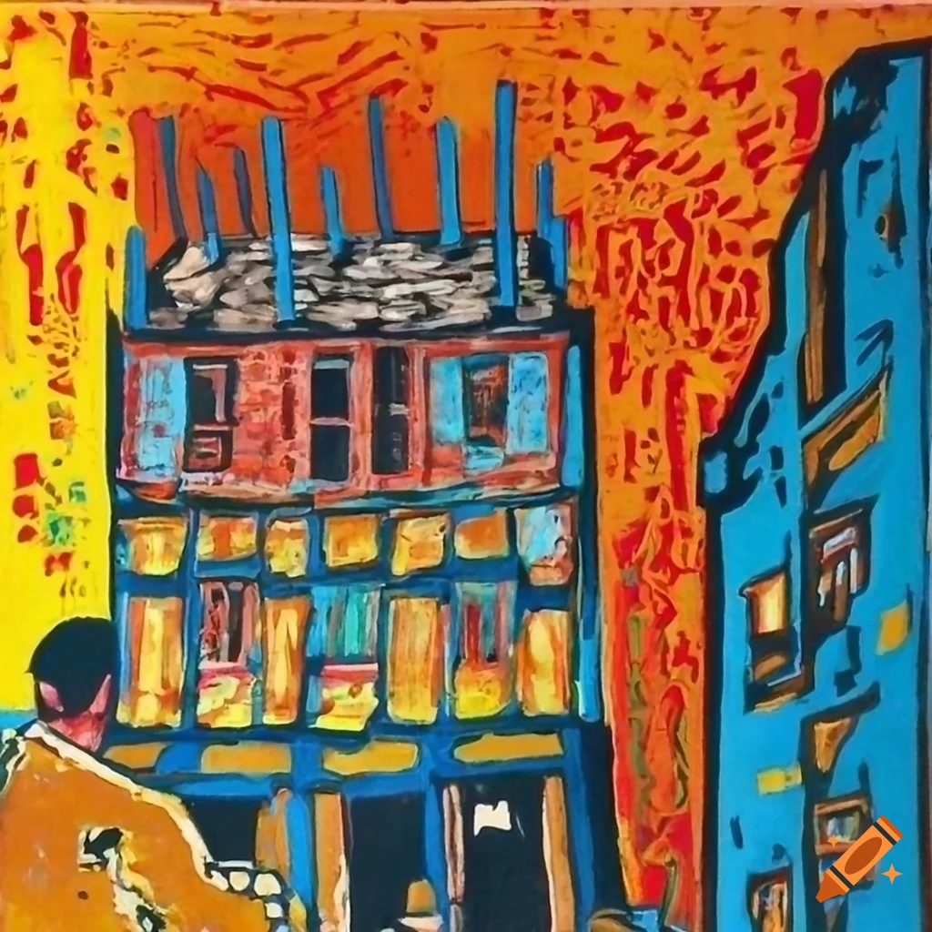 colorful-lino-print-artwork-of-men-constructing-a-house-on-craiyon