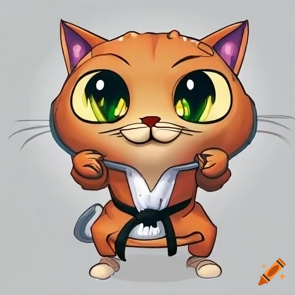 cartoon cat in a karate suit