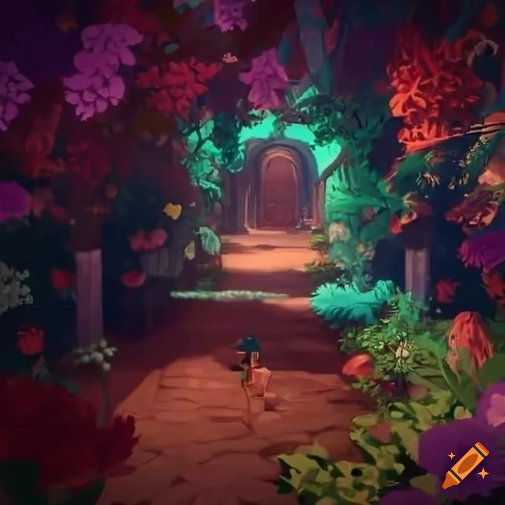 Virtual reality gamer exploring a hidden garden on Craiyon