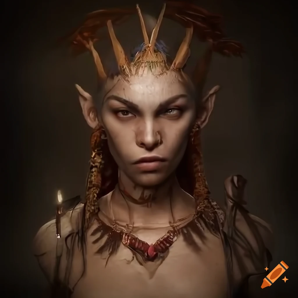 hyperrealistic concept art of a tribal character