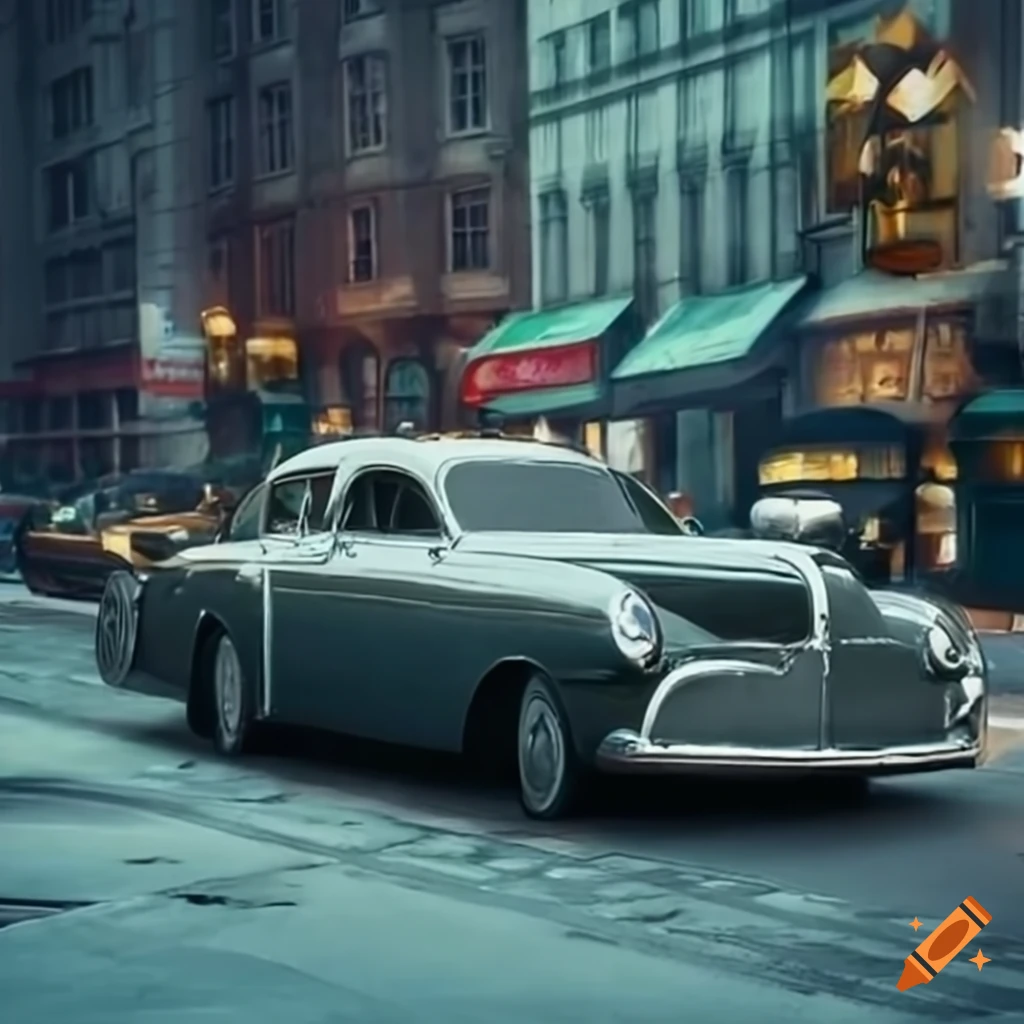 1940's style retro future car with jet engine on Craiyon