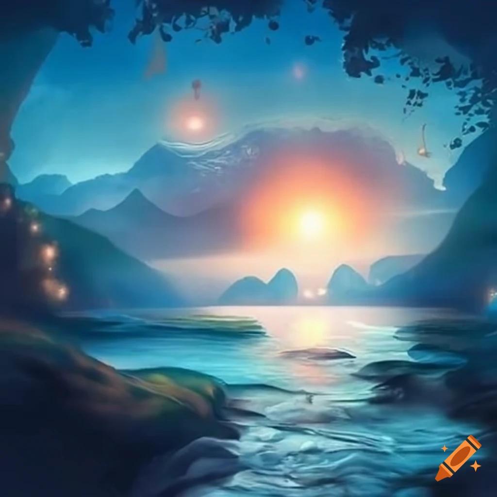 image depicting a serene heavenly world