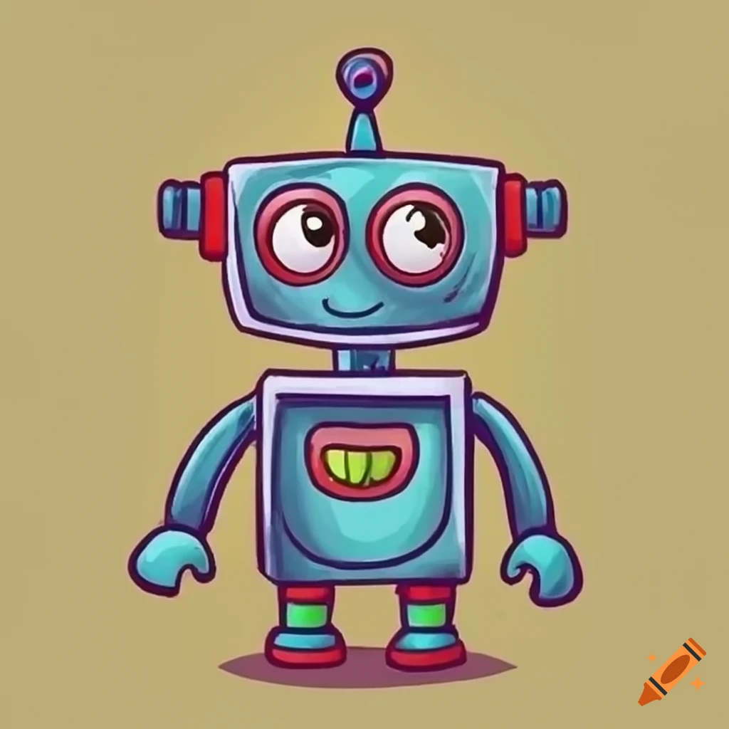 smiling robot drawing for children