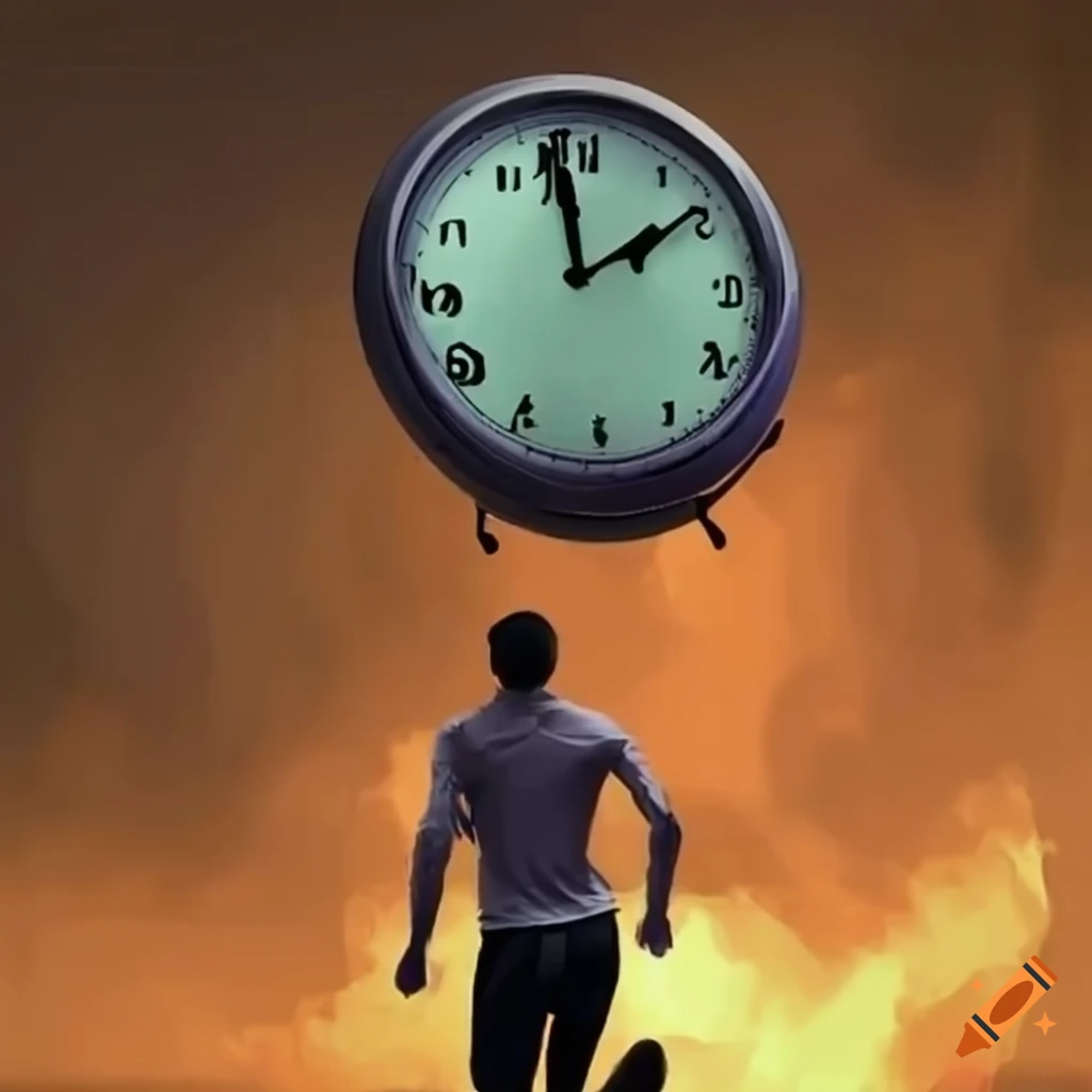 Man Chasing A Clock On Craiyon